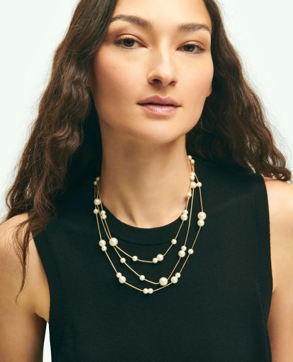 Layered Glass Pearl Necklace, image 1