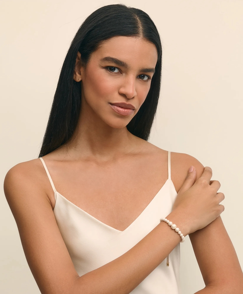 Faux-Pearl Gold-Plated Bolo Bracelet, image 2