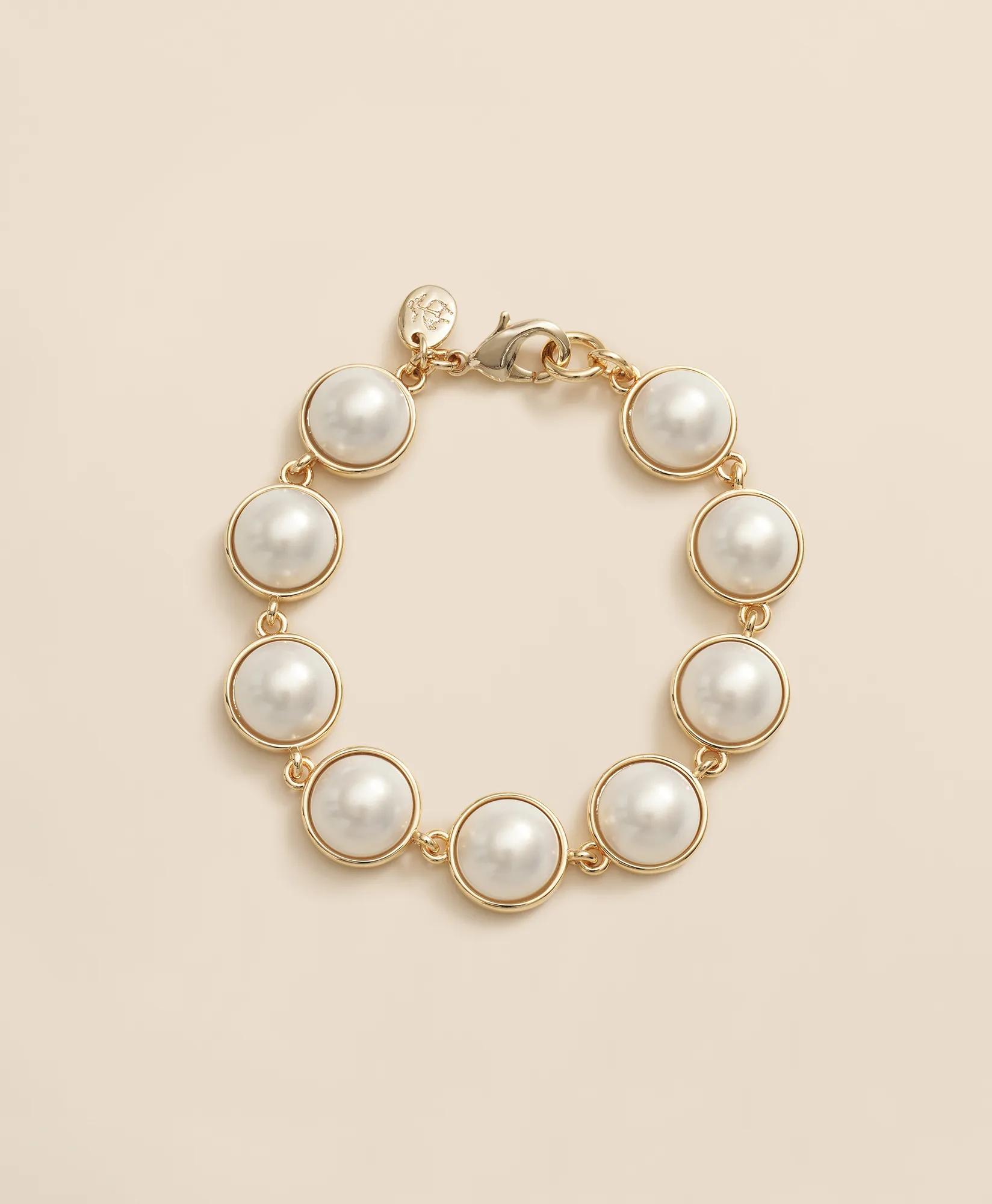 Faux-Pearl Gold-Plated Bracelet, image 1