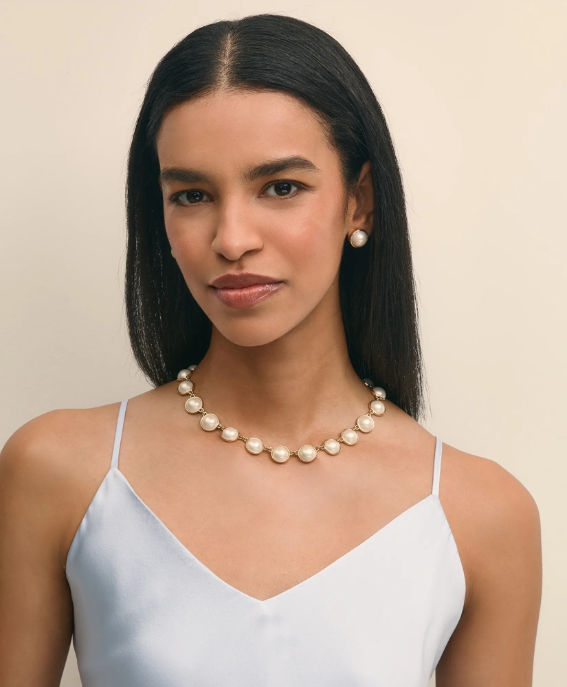 Faux-Pearl Gold-Plated Necklace, image 2