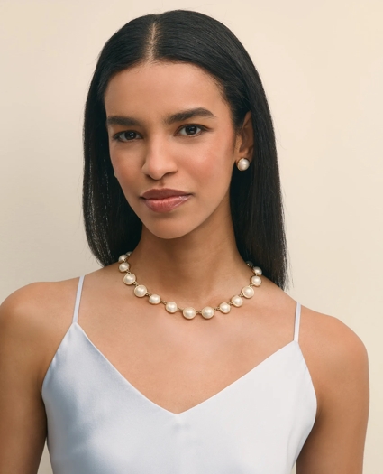 Faux-Pearl Gold-Plated Necklace, image 2