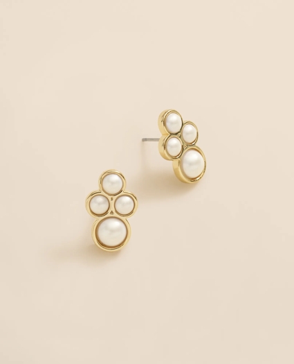 Faux-Pearl Gold-Plated Cluster Earrings, image 1
