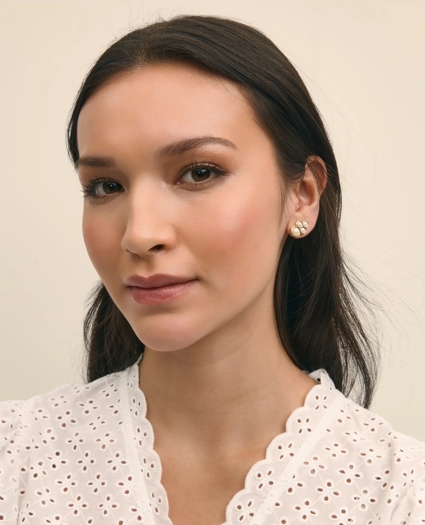Faux-Pearl Gold-Plated Cluster Earrings, image 2