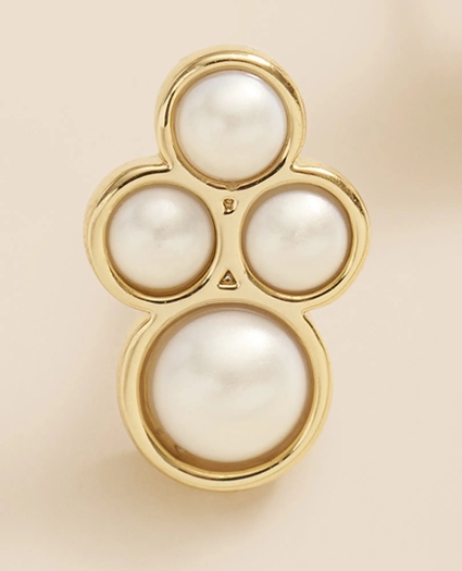 Faux-Pearl Gold-Plated Cluster Earrings, image 3