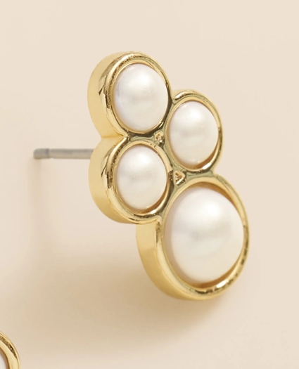 Faux-Pearl Gold-Plated Cluster Earrings, image 4
