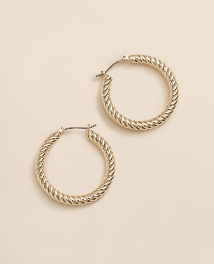Gold-Plated Twisted Hoop Earrings, image 1