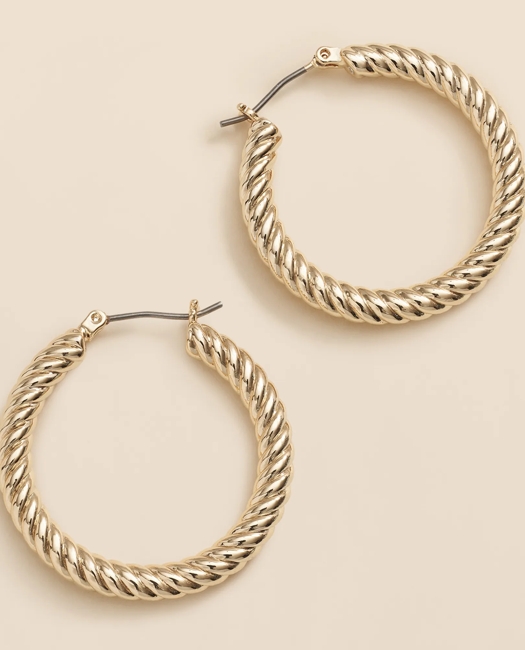 Gold-Plated Twisted Hoop Earrings