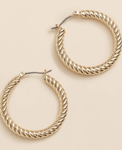 Gold-Plated Twisted Hoop Earrings, image 2