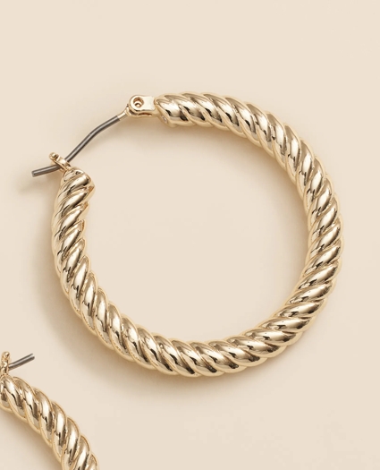 Gold-Plated Twisted Hoop Earrings, image 4