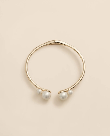 Gold-Tone Faux-Pearl Bangle, image 1