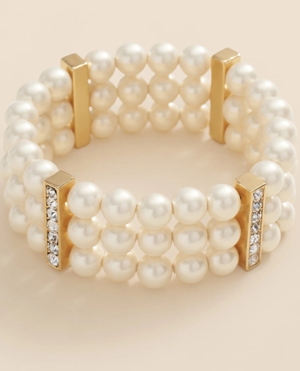 Triple Strand Stretch Faux-Pearl Bracelet, image 3