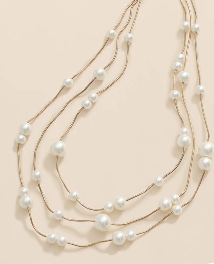 Triple Strand Faux-Pearl Necklace, image 2