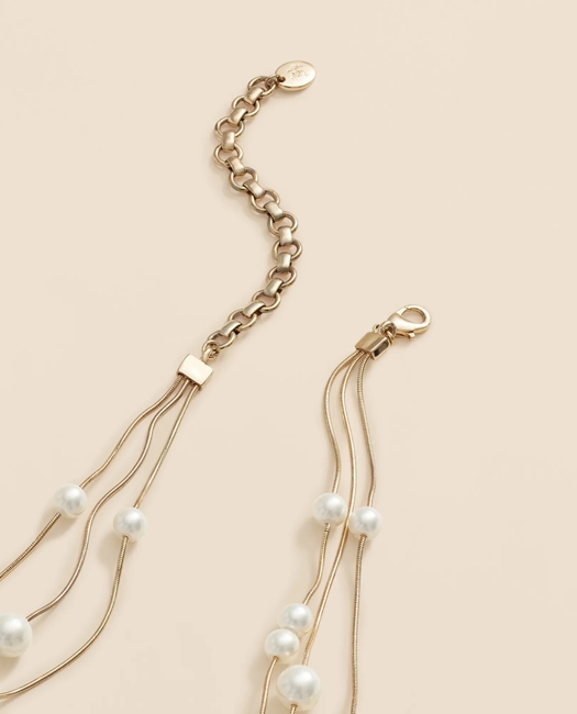 Triple Strand Faux-Pearl Necklace