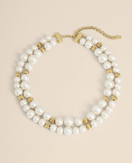 Double Strand Gold-Tone Faux-Pearl Necklace, image 1