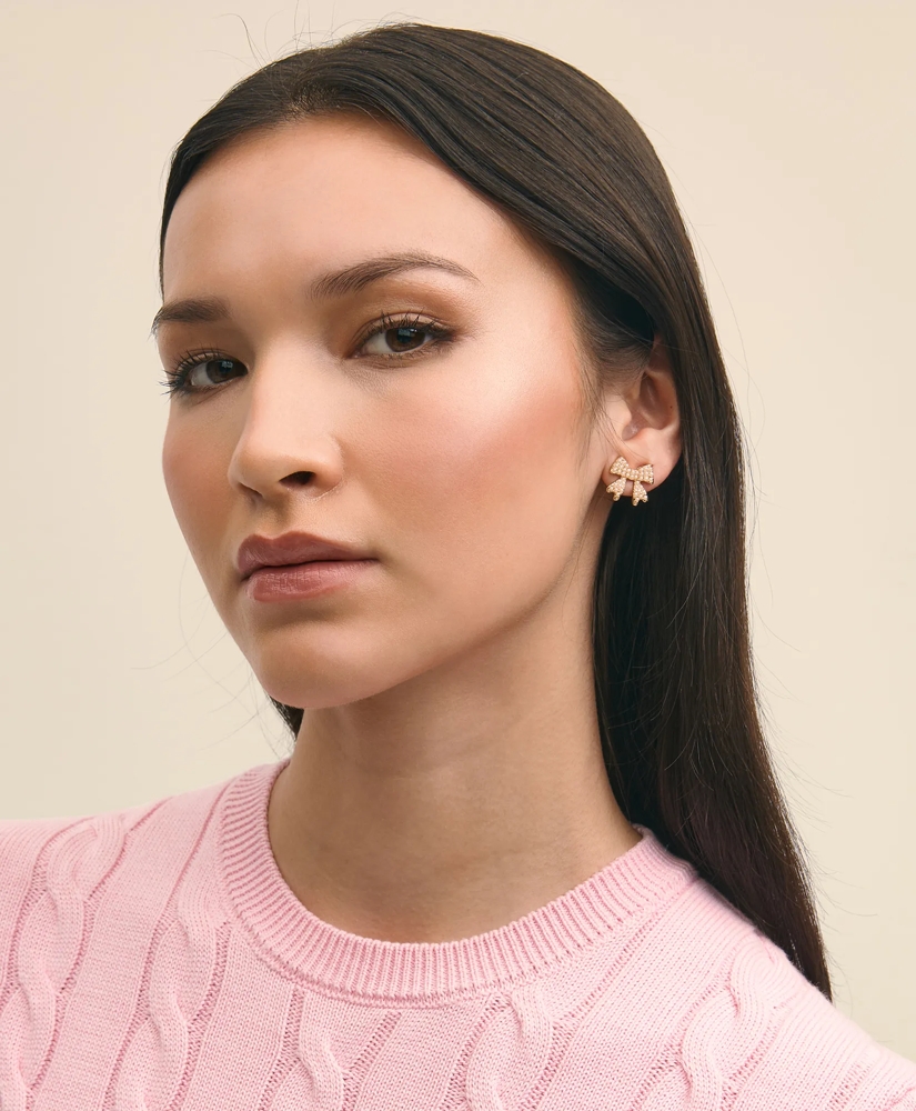 Faux-Pearl Bow Stud Earrings, image 2