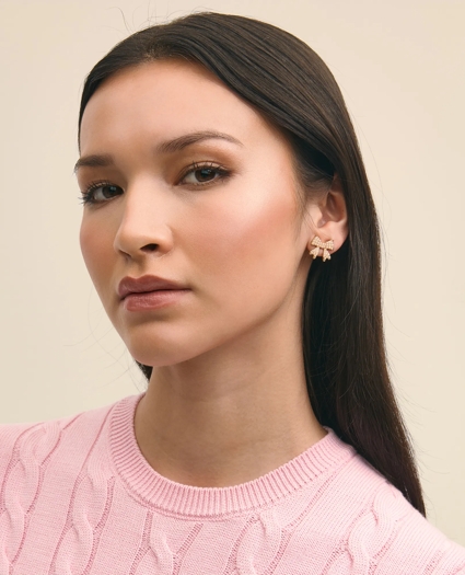 Faux-Pearl Bow Stud Earrings, image 2
