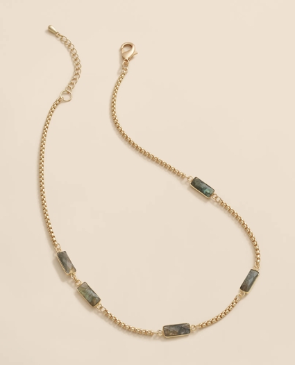 Loni Paul Labradorite Baguette Short Necklace in 14K Plated Gold, image 1