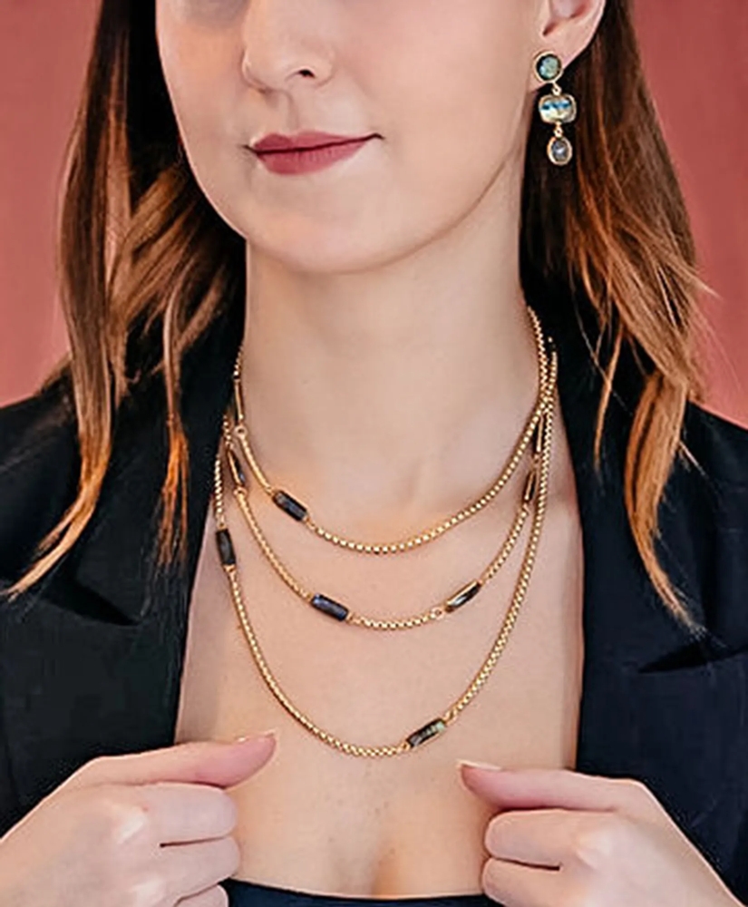 Loni Paul Labradorite Baguette Long Necklace in 14K Plated Gold, image 4
