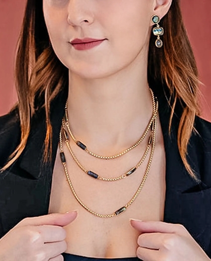 Loni Paul Labradorite Baguette Long Necklace in 14K Plated Gold, image 4