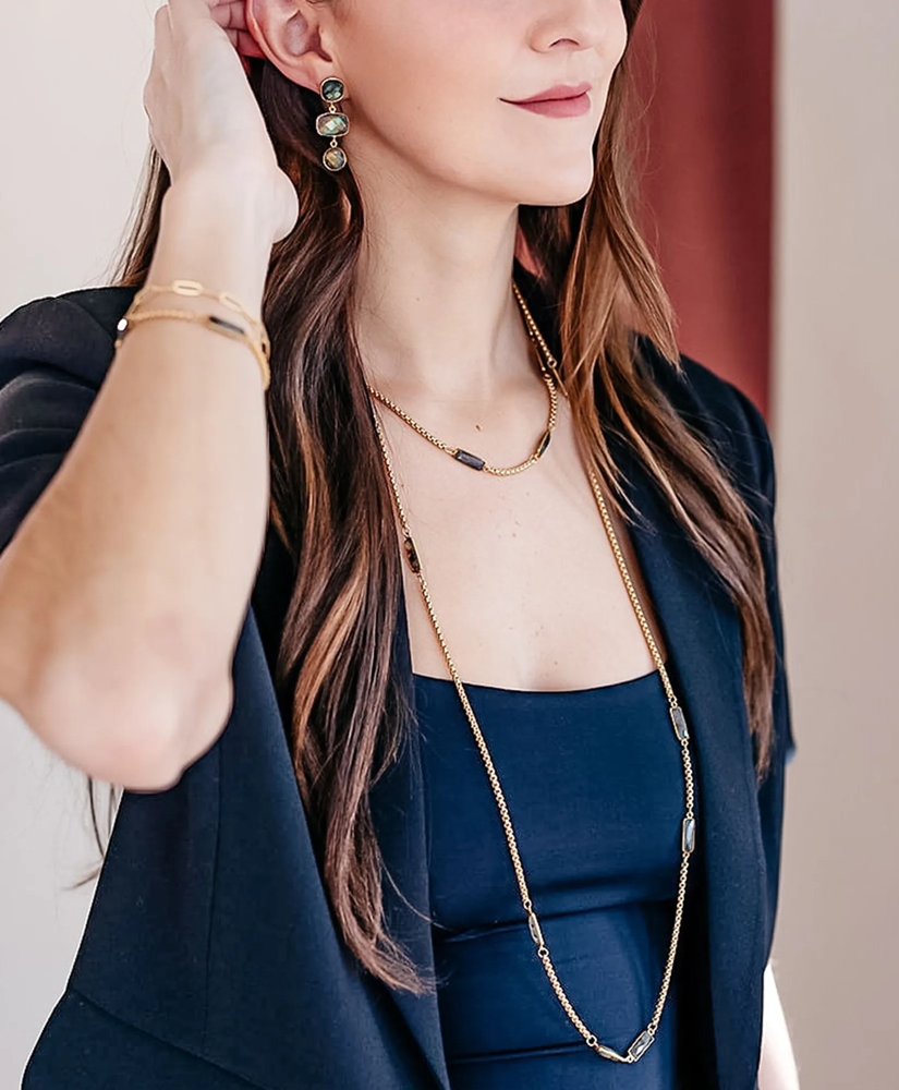 Loni Paul Labradorite Baguette Long Necklace in 14K Plated Gold, image 5