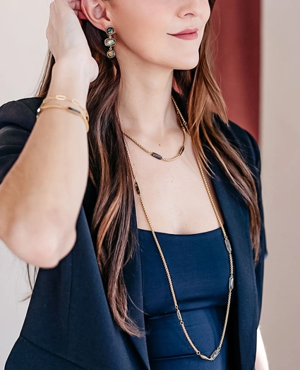 Loni Paul Labradorite Baguette Long Necklace in 14K Plated Gold, image 5