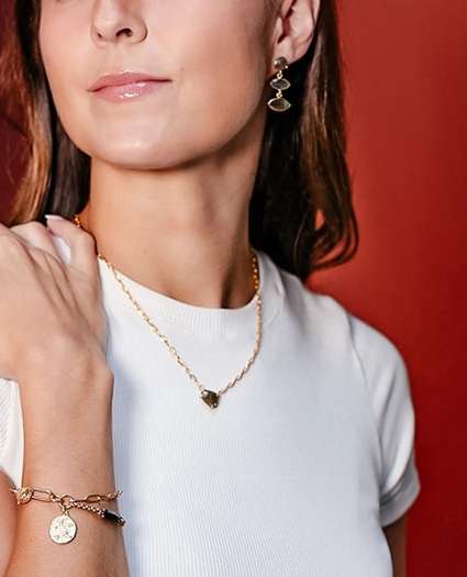Loni Paul Asymmetrical Labradorite Bar Necklace in 14K Plated Gold, image 4
