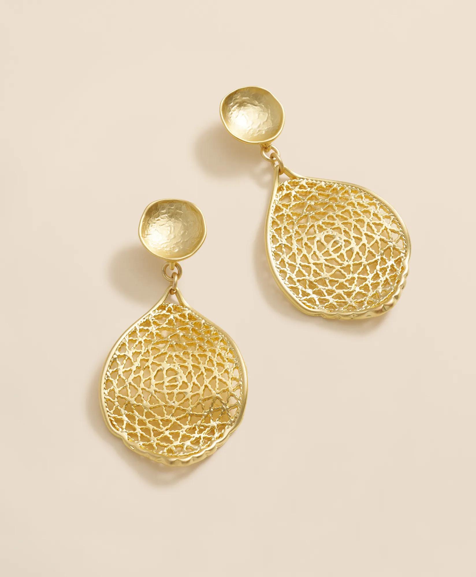 Loni Paul Heart Lace Earrings in 14K Plated Gold, image 1
