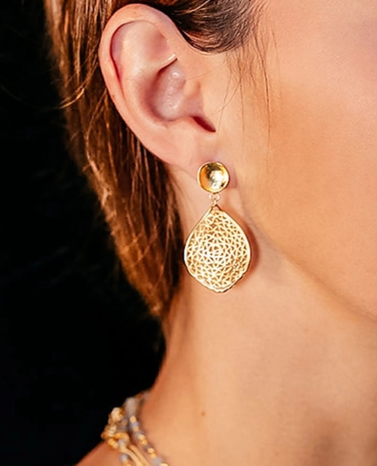 Loni Paul Heart Lace Earrings in 14K Plated Gold, image 4