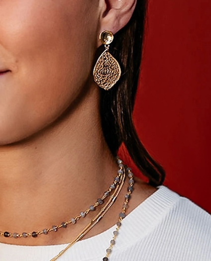 Loni Paul Heart Lace Earrings in 14K Plated Gold, image 5