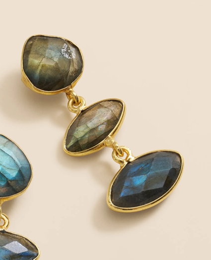Loni Paul Labradorite Marquis Earrings in Sterling Silver & Plated Gold, image 2