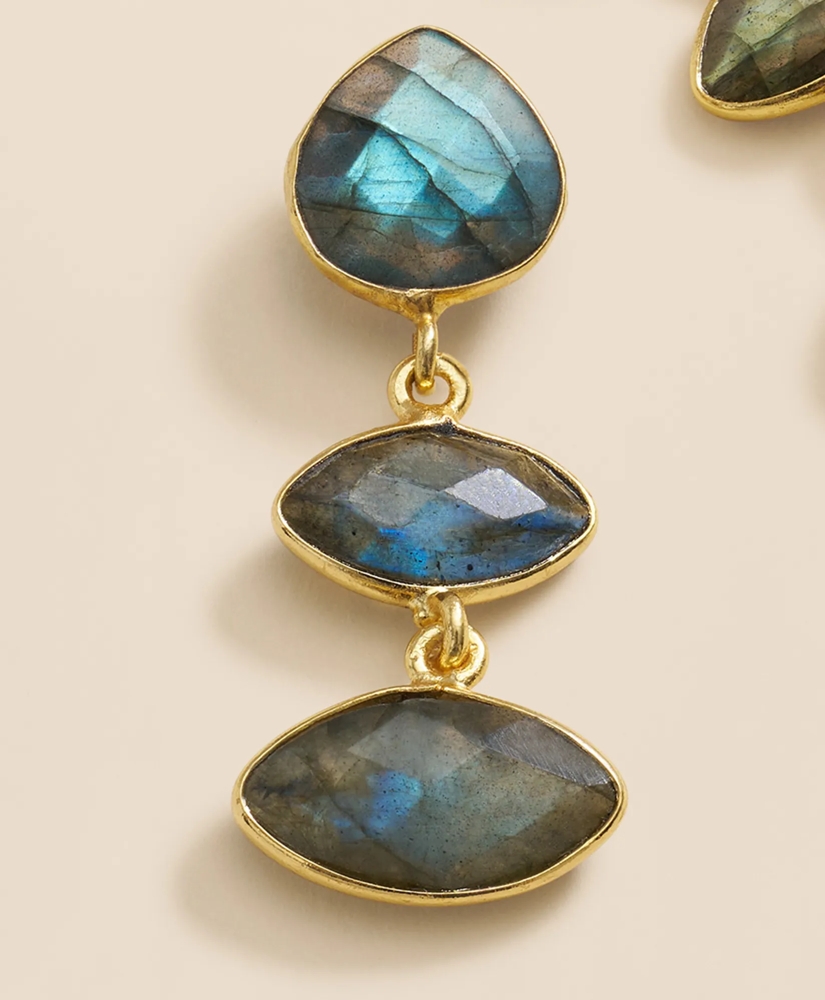Loni Paul Labradorite Marquis Earrings in Sterling Silver & Plated Gold, image 3