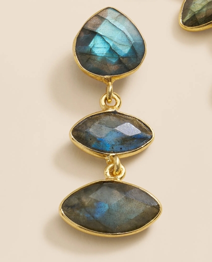 Loni Paul Labradorite Marquis Earrings in Sterling Silver & Plated Gold, image 3