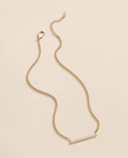 Loni Paul Pave Bar Necklace in 14K Plated Gold, image 1