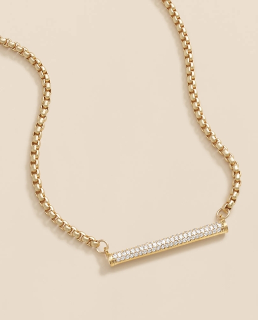 Loni Paul Pave Bar Necklace in 14K Plated Gold