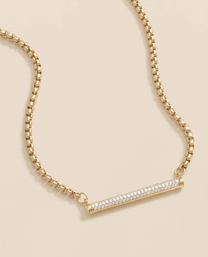 Loni Paul Pave Bar Necklace in 14K Plated Gold, image 2