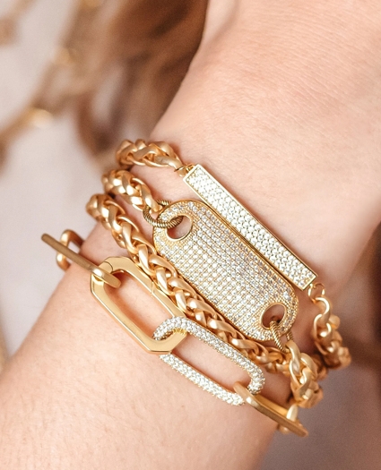 Loni Paul Gold Rectangle Paperclip Bracelet in 14K Plated Gold, image 4