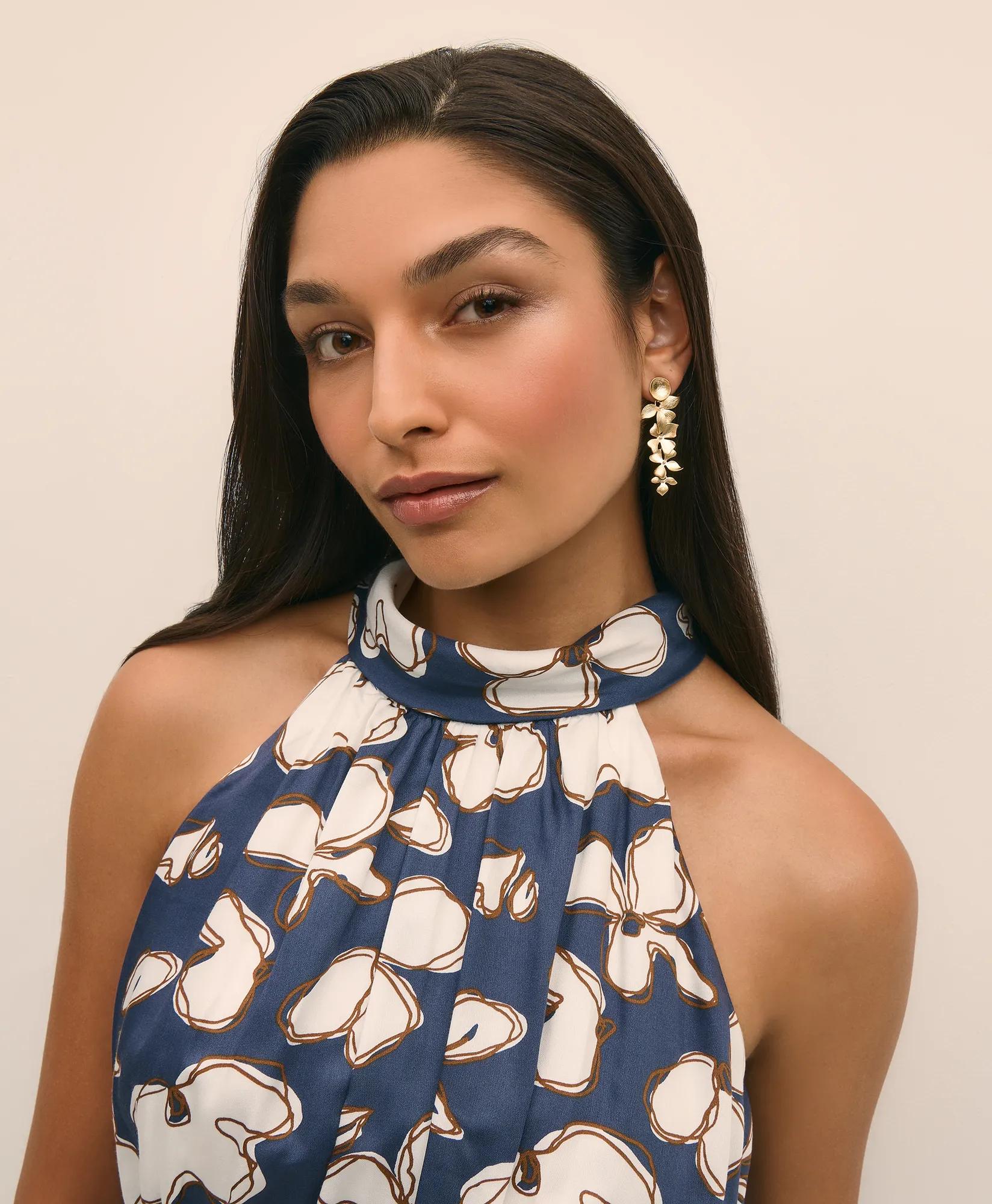Loni Paul Orchid Earrings in 14K Plated Gold, image 2