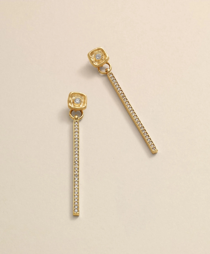 Loni Paul Crystal Bar Earrings in 14K Plated Gold