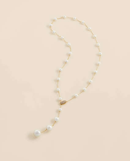 Faux Pearl & Gold-Toned Y-Neck Necklace, image 1