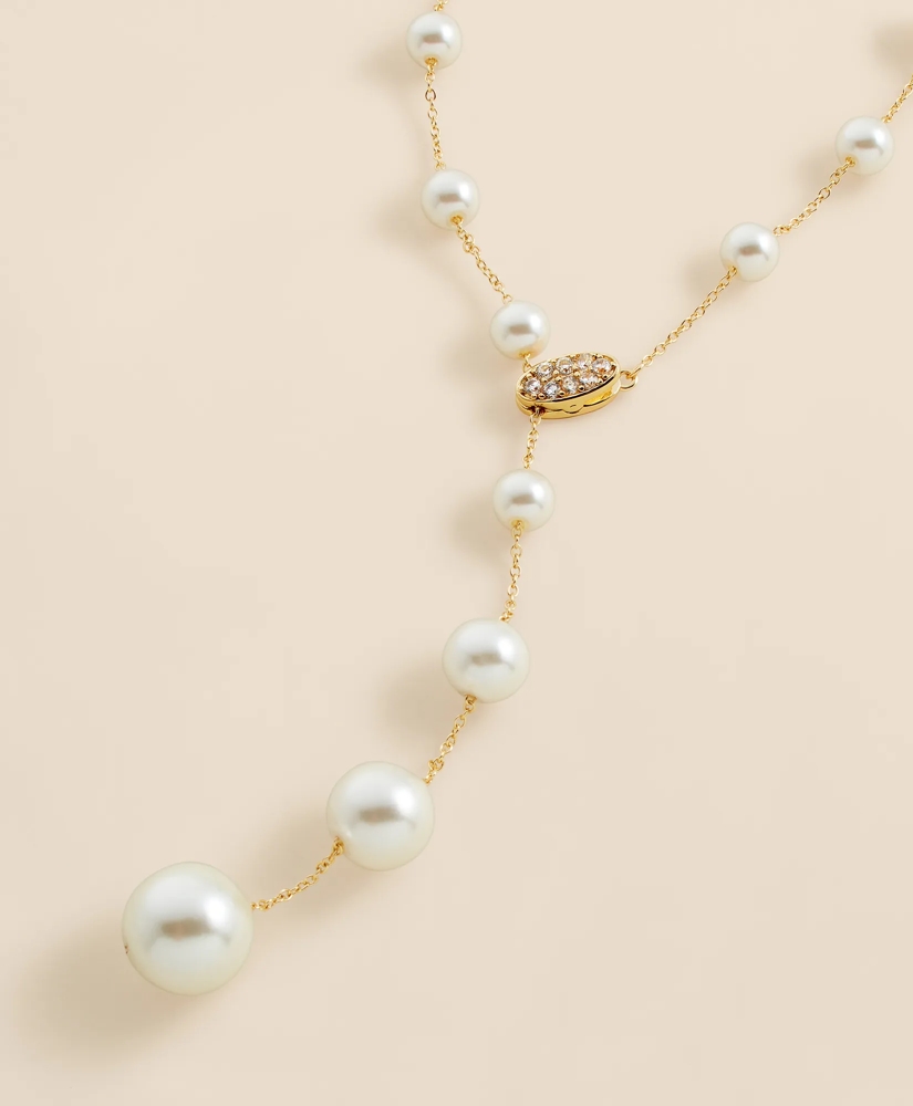 Faux Pearl & Gold-Toned Y-Neck Necklace, image 3