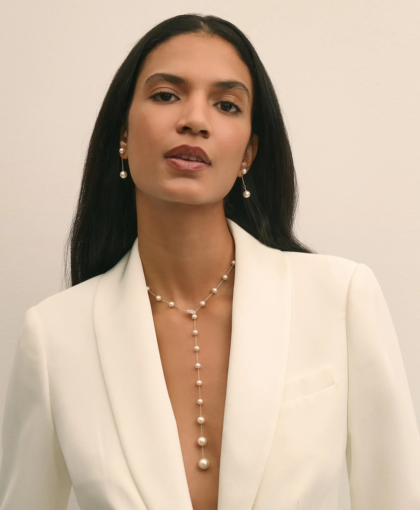 Faux Pearl & Gold-Toned Y-Neck Necklace, image 4