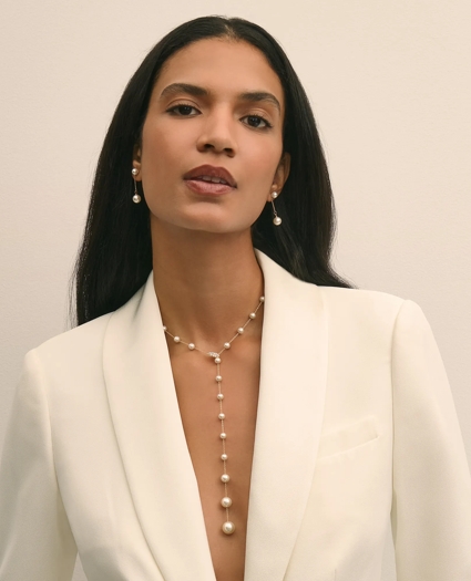 Faux Pearl & Gold-Toned Y-Neck Necklace, image 4