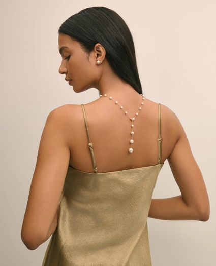 Faux Pearl & Gold-Toned Y-Neck Necklace, image 5