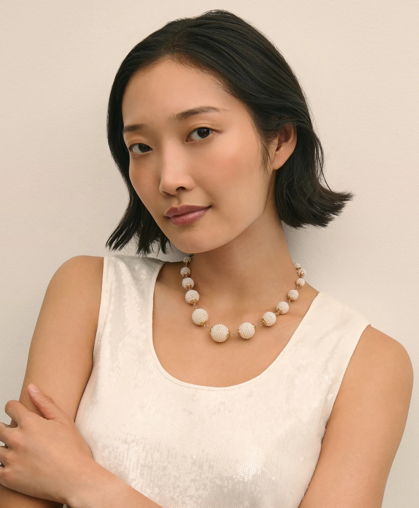 Gold-Toned Faux-Pearl-Sphere Necklace, image 2