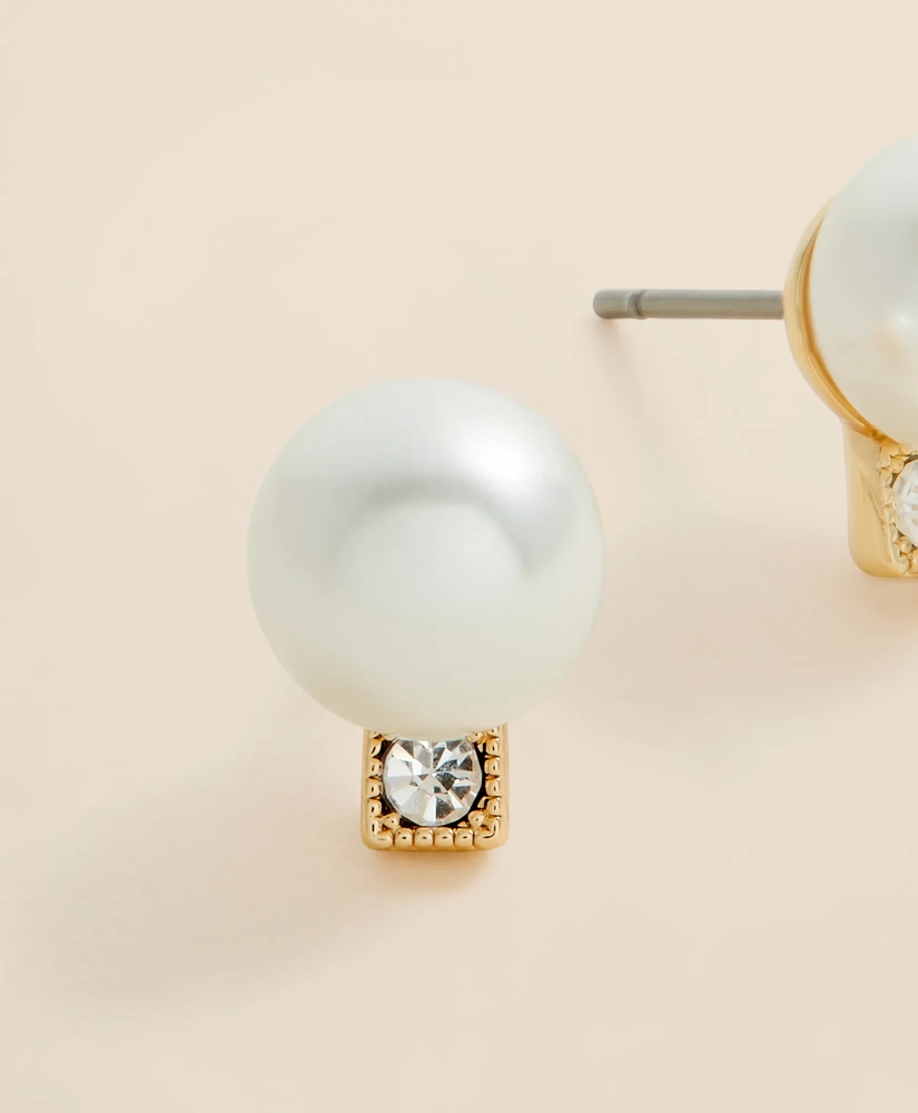 Faux Pearl Stud Earrings, image 4