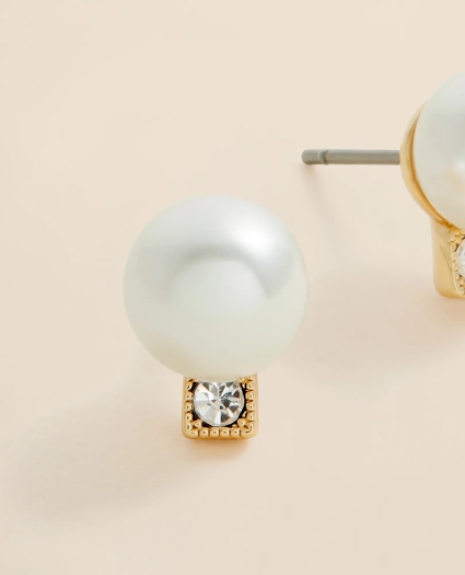 Faux Pearl Stud Earrings, image 4
