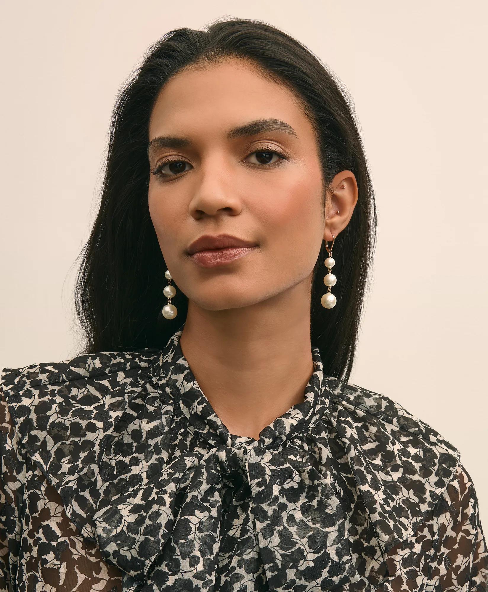 Faux-Pearl Drop Earrings, image 2