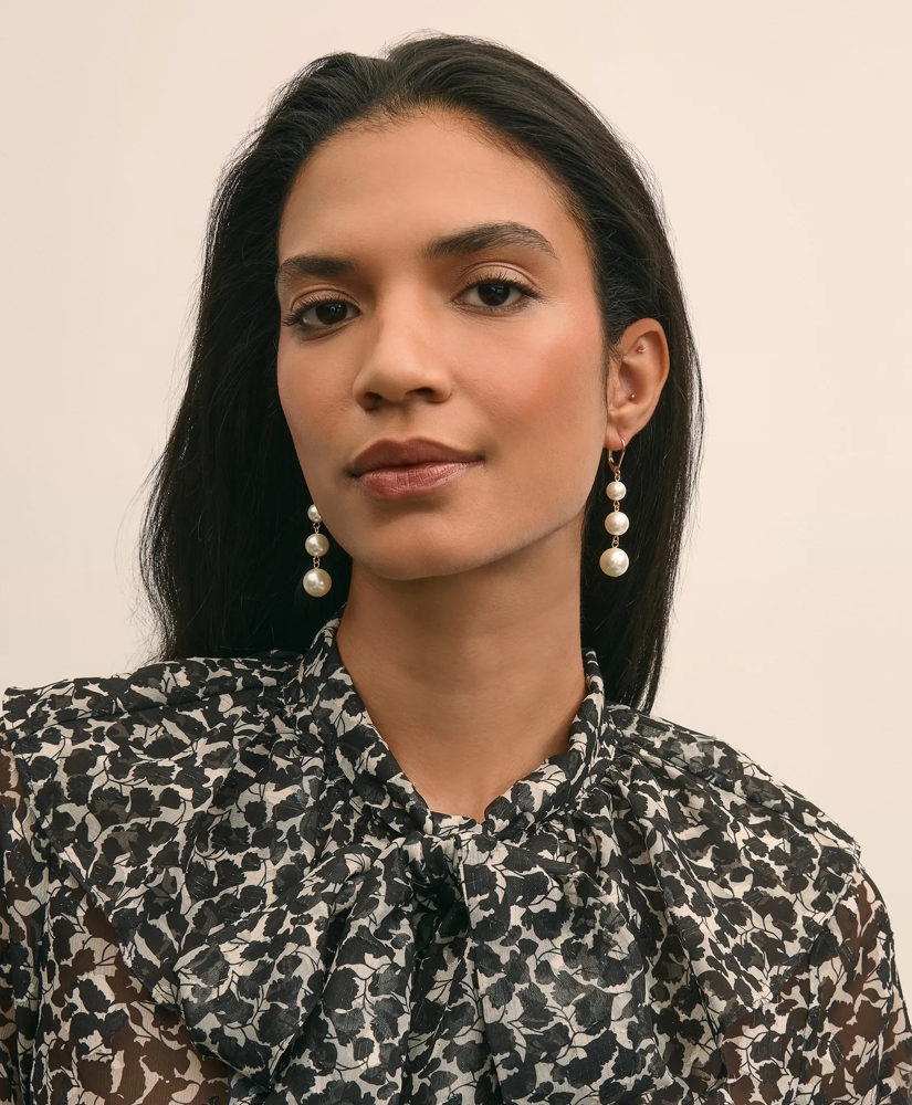 Faux-Pearl Drop Earrings, image 2