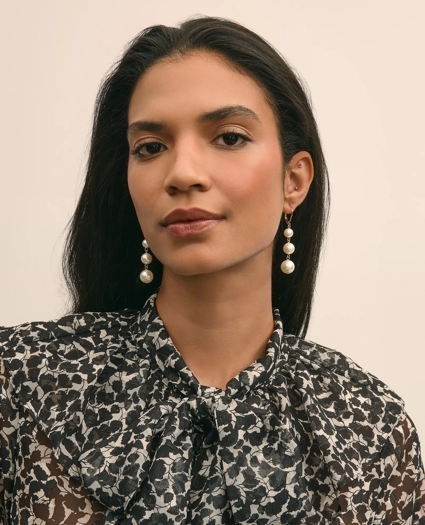 Faux-Pearl Drop Earrings, image 2