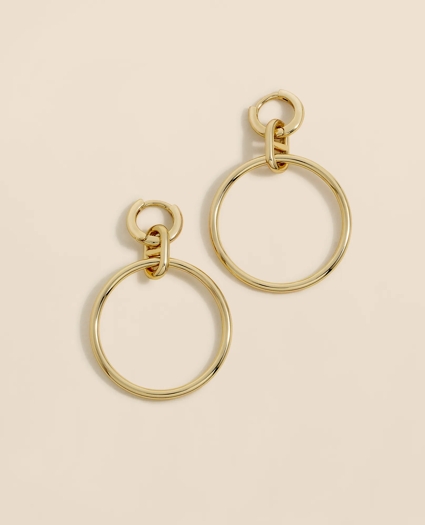 Gold-Toned Mariner Link Drop Hoop Earrings, image 1